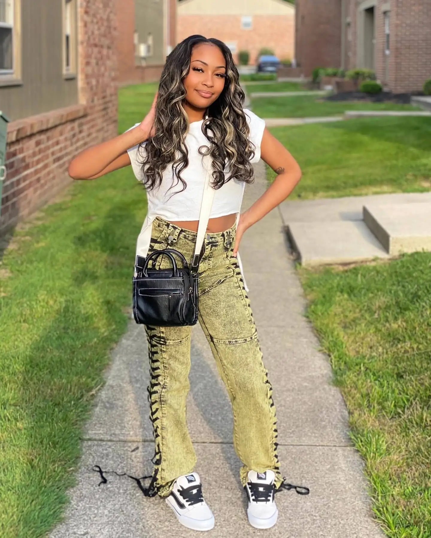 Europe America New Fashionable Women's Straight-leg High-waisted Jeans, Featuring Lace-up Straps and Drawstrings for Hot Girls