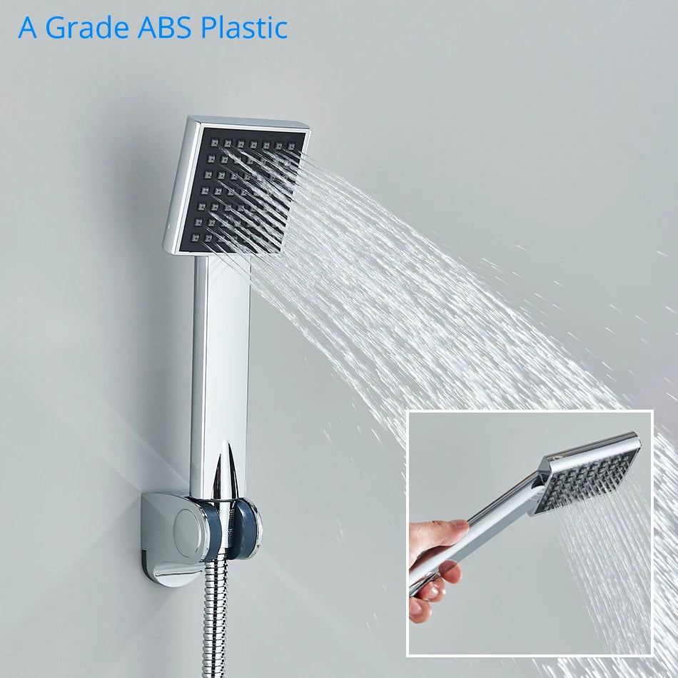 Thermostatic Shower Set Black/Chrome Brass Wall Mounted Bathroom Shower Thermostat Mixer Valve Handle Spray Bathroom Accessories
