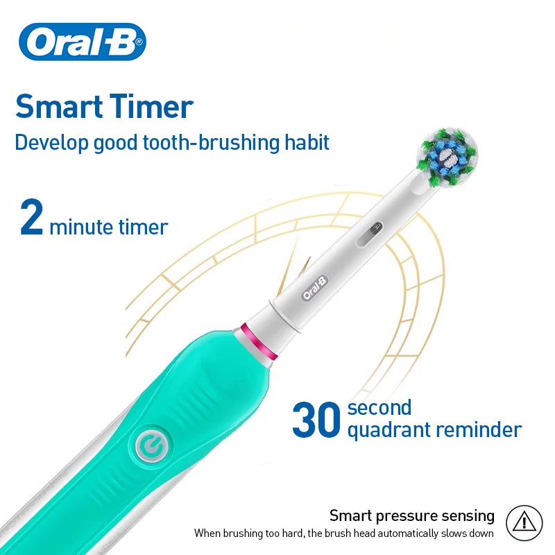 Oral-B Pro600 3D Electric Toothbrush IPX7 Waterproof Smart Timer Pressure Sensor Inductive Charging Adult Rechargeable Toothbrus