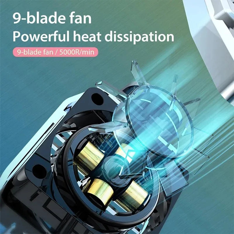 Semiconductor Phone Cooler Fast Cooling Radiator with Fan Low Noise For iPhone Android Gaming Live Streaming Mobile Phone Heat