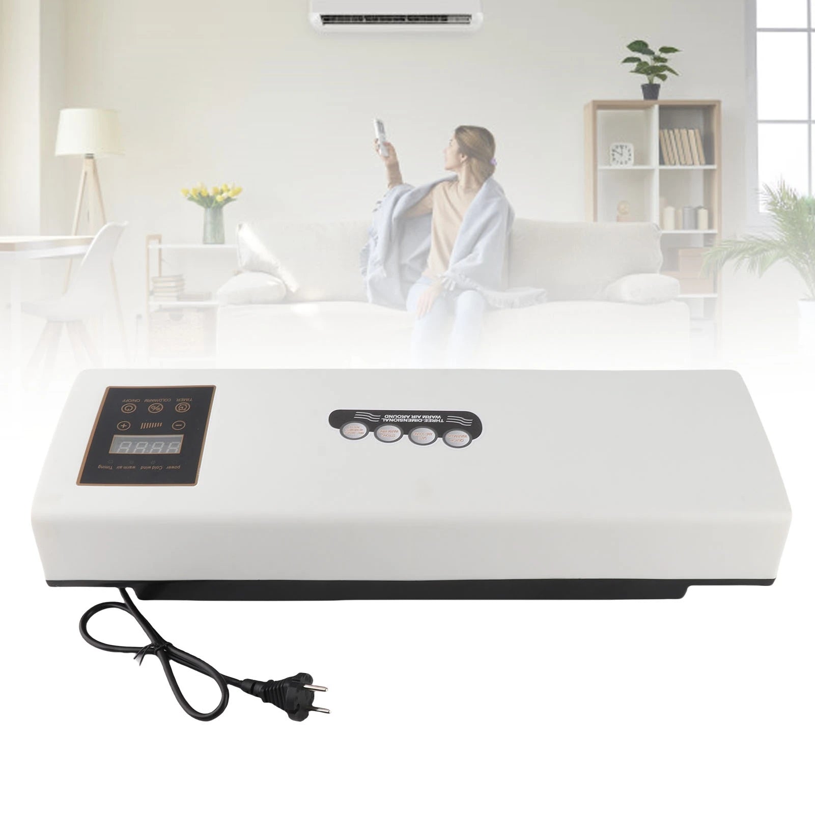 Wall Heater and Air Conditioner Combo 2 in 1 Electric Heater Air Conditioner Wide Coverage Low Noise 2000W Power for Bedroom
