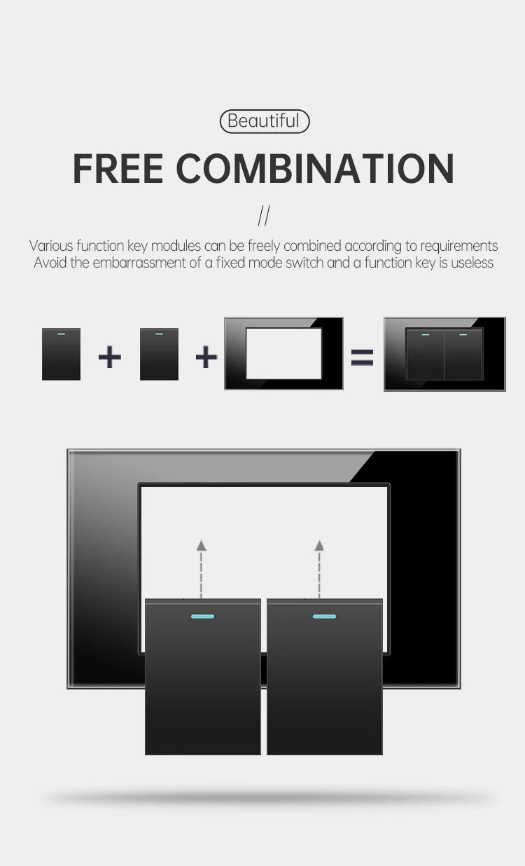PSSRISE AU EU Brazil Italy US Standard 1/2/3/4/5/6 Gang 2 Way Wall light switch Tempered glass Panel Switch 118*74mm AC110-250V