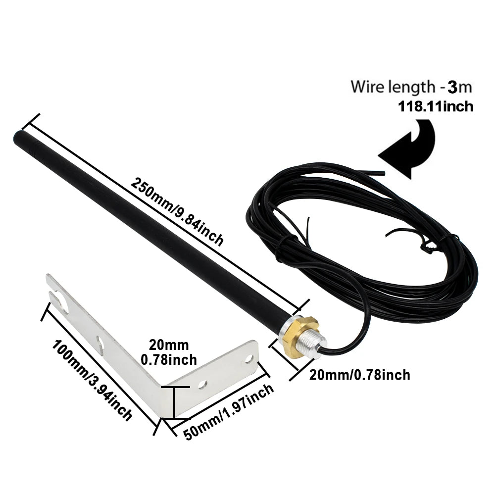 433MHz 200m Long-Range Antenna 2m/3m/5m Cable length, Waterproof Signal Booster for Garage Gate Opener Systems