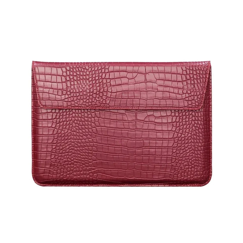 Crocodile Leather Flip Laptop Sleeve For Macbook Neo 13 2026 14 15 16 11 12 Inch HP Lenovo Notebook Pouch Unisex Envelope Sleeve