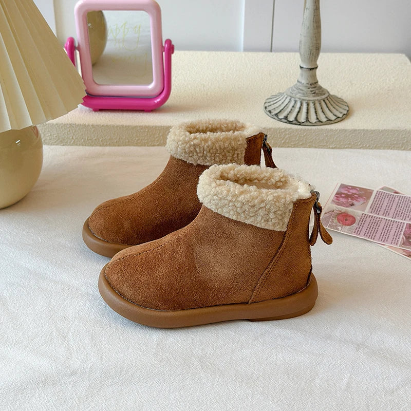 Kids Boots for Boys Girls Fashion Autumn Winter Children Thermal Cotton Back Zipper 2025 Warm Brand New Girls Ankle Boots 26-37