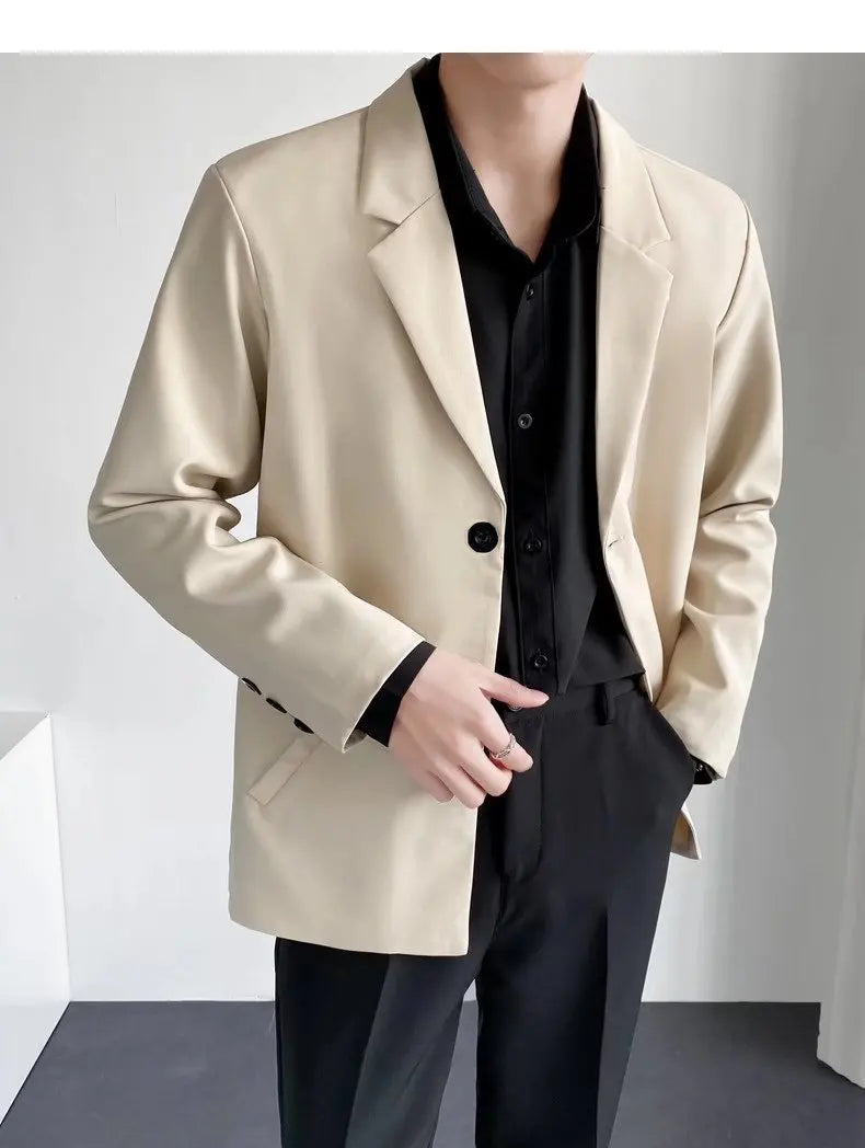 2025 men's spring and autumn casual suit jacket fashionable lightweight work office business slim fit Western style top