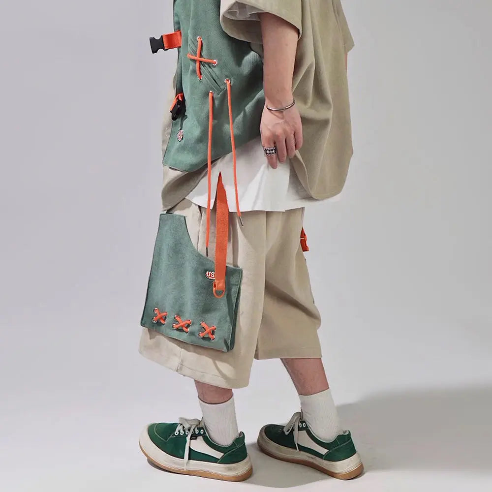 ARENS Hip Hop Cargo Shorts Men Basketball Men's Oversize Couples Matching Clothing Japanese Steetwear Summer Pockets Patchwork
