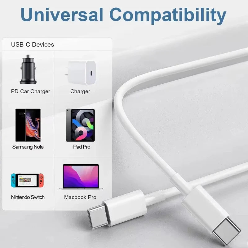 PD 60W USB C to Type C Fast Charging Cable for  iPhone 11 13 14 15 16 Pro Max 12 Mini 6 7 8 Plus XS XR iPad USB A MFi Certified