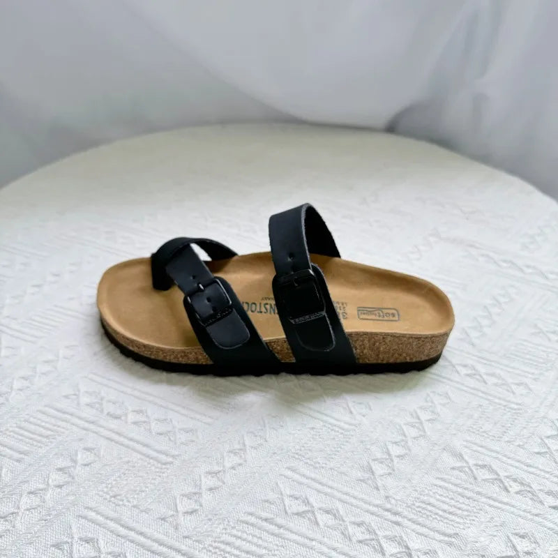 Summer Ins Hot Slippers New Women Cork Clogs Slippers Footbed Beach Sandals Outdoor Suede Clogs Sandals with Adjustable Buckle