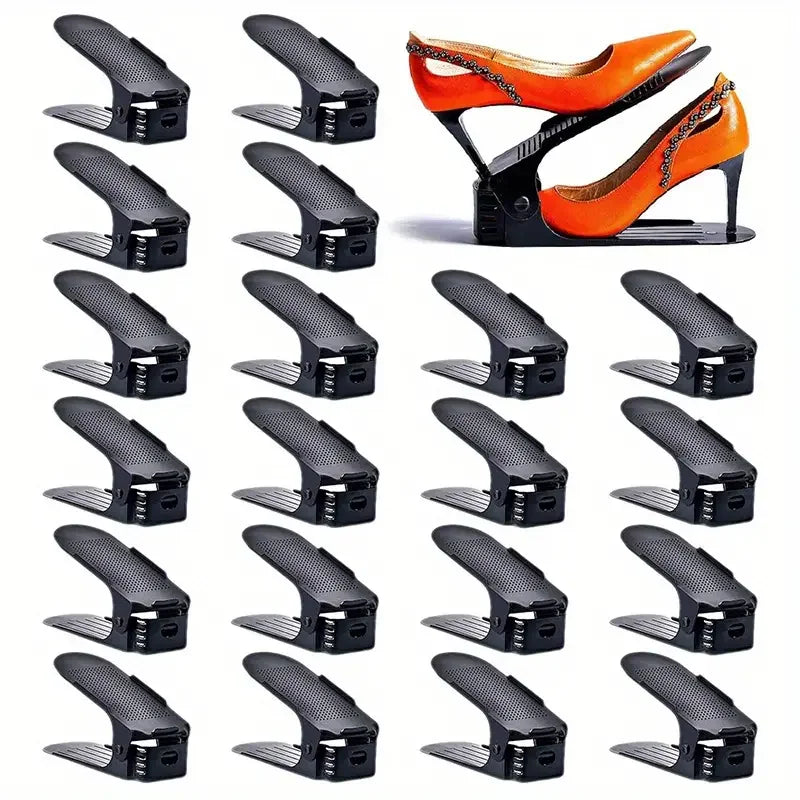 20pcs Shoe Slots Organizer, Thickened Double Storage Layer Closet Organization Stacker Easy No Assembly Required Rack Space Save