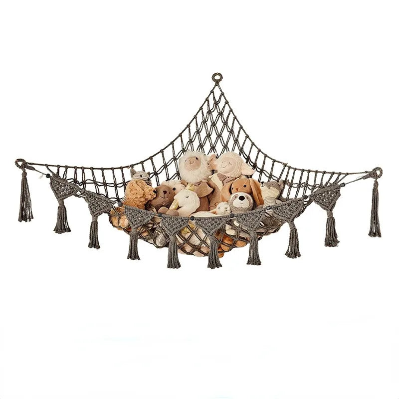 Triangle Toy Net Plush Toy Storage Corner Hanging Cotton Rope Hand-woven Toy Hammock