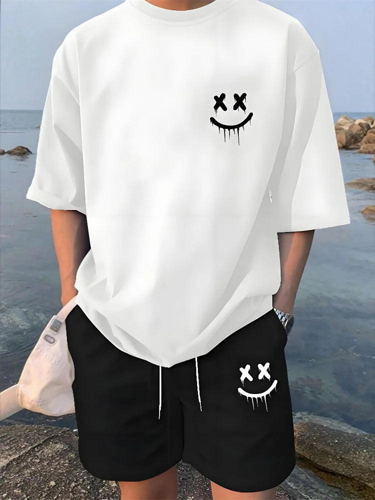 2 Piece Summer Casual Everyday Men's Short Sleeve Shorts Set Hawaiian Print Men's T-shirt Outdoor Sports Men's Beach Shorts