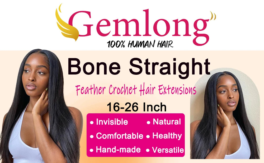 Feather Crochet Human Hair Extensions 16-26Inch Burmese Straight Hair Pre-Looped Invisible Pre-Separated Crochet Bulk Human Hair