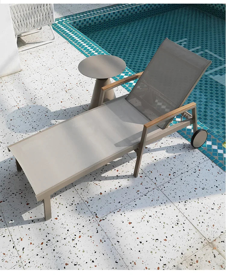 TQH-c13  Outdoor Courtyard Lying Pool Beach Leisure Lounger Waterproof and Sunscreen Hotel B & B Terrace Lying Bed Coffee Table