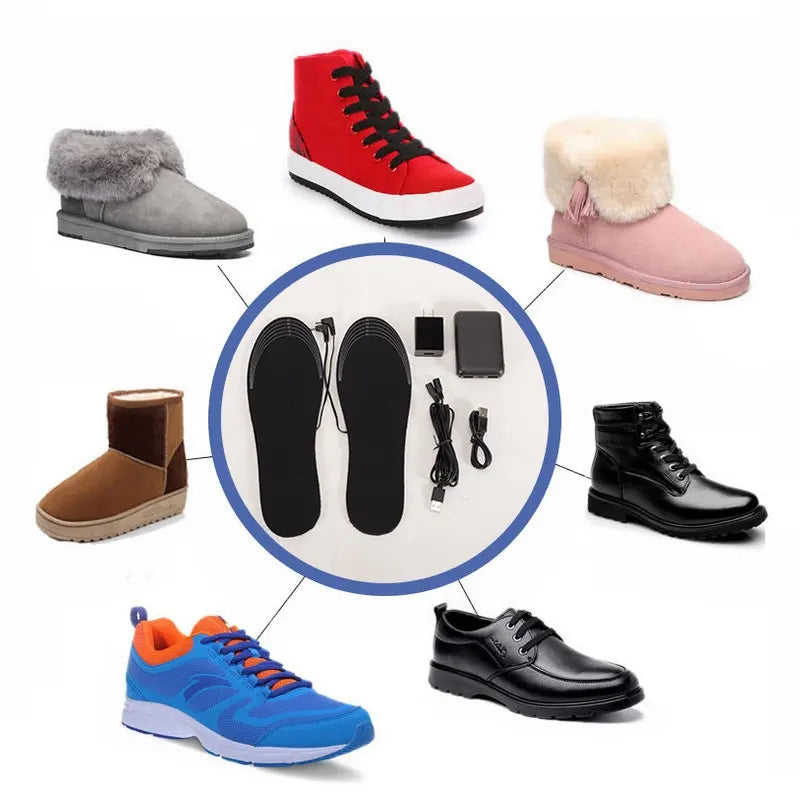 USB Rechargeable Heated Insoles (Size 35-45) | DIY Cuttable for Outdoor Skiing & Winter Warmth