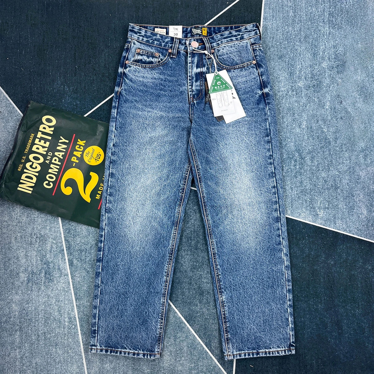 14oz Heavy loose straight jeans men's autumn American casual Japanese trousers