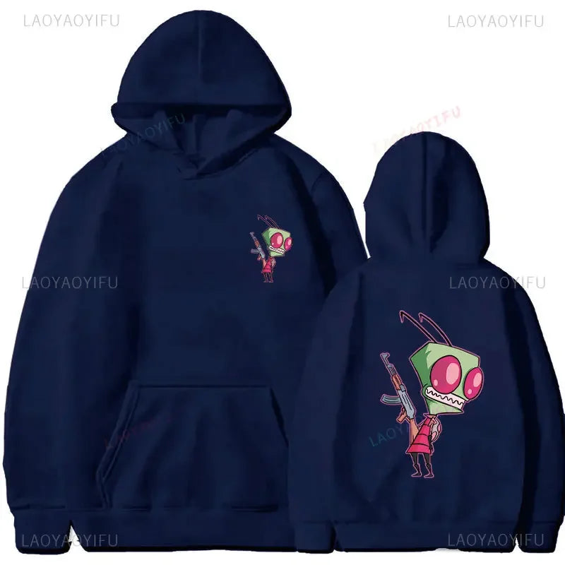 Happy Gir Classic Hip Hop Cool Thermal Hoodie Invader Zim Gaz Membrane Animated Leisure Tracksuit Autumn and Winter Fleeces