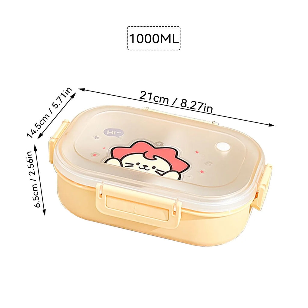 Microwaveable Plastic Lunch Box With 3 Compartments Cartoon Kids Divided Bento Box Portable Food Storage Container School Picnic