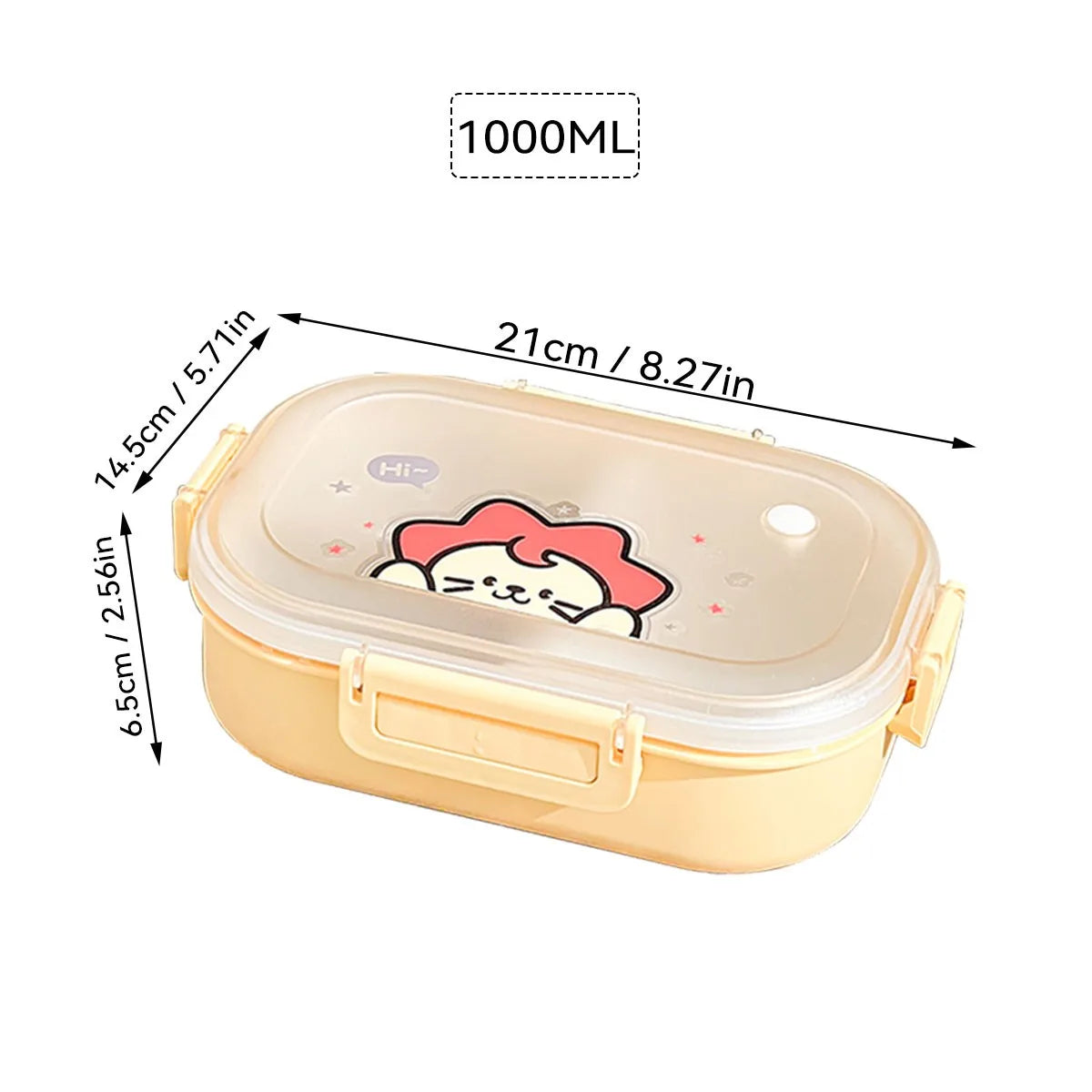 Microwaveable Plastic Lunch Box With 3 Compartments Cartoon Kids Divided Bento Box Portable Food Storage Container School Picnic