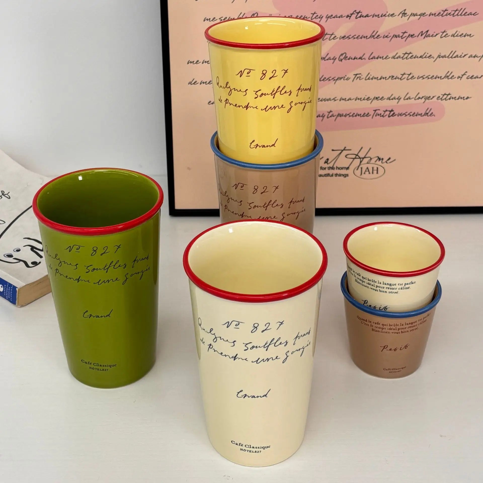 Paper  Shaped Coffee  Retro Mug Hand-held Colorful Letter Ceramic Cup Breakfast Milk Cup