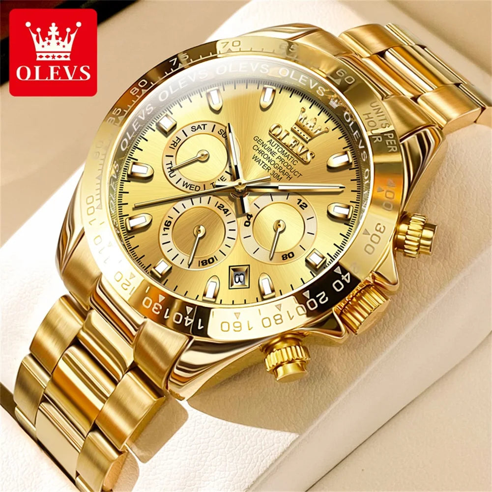 OLEVS 6638 Men Watch Classic Multifunctional Dial Waterproof Luminous Watches Fully Automatic Mechanical Male Wristwatch