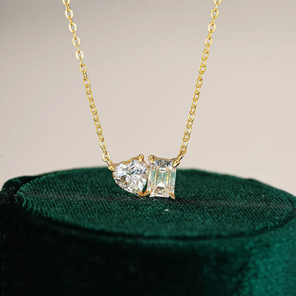 1CT / 2CT Emerald Heart Pear Princess Moissanite Diamond Pendants Necklaces For Women S925 Silver Fine Jewelry Women's Pendants