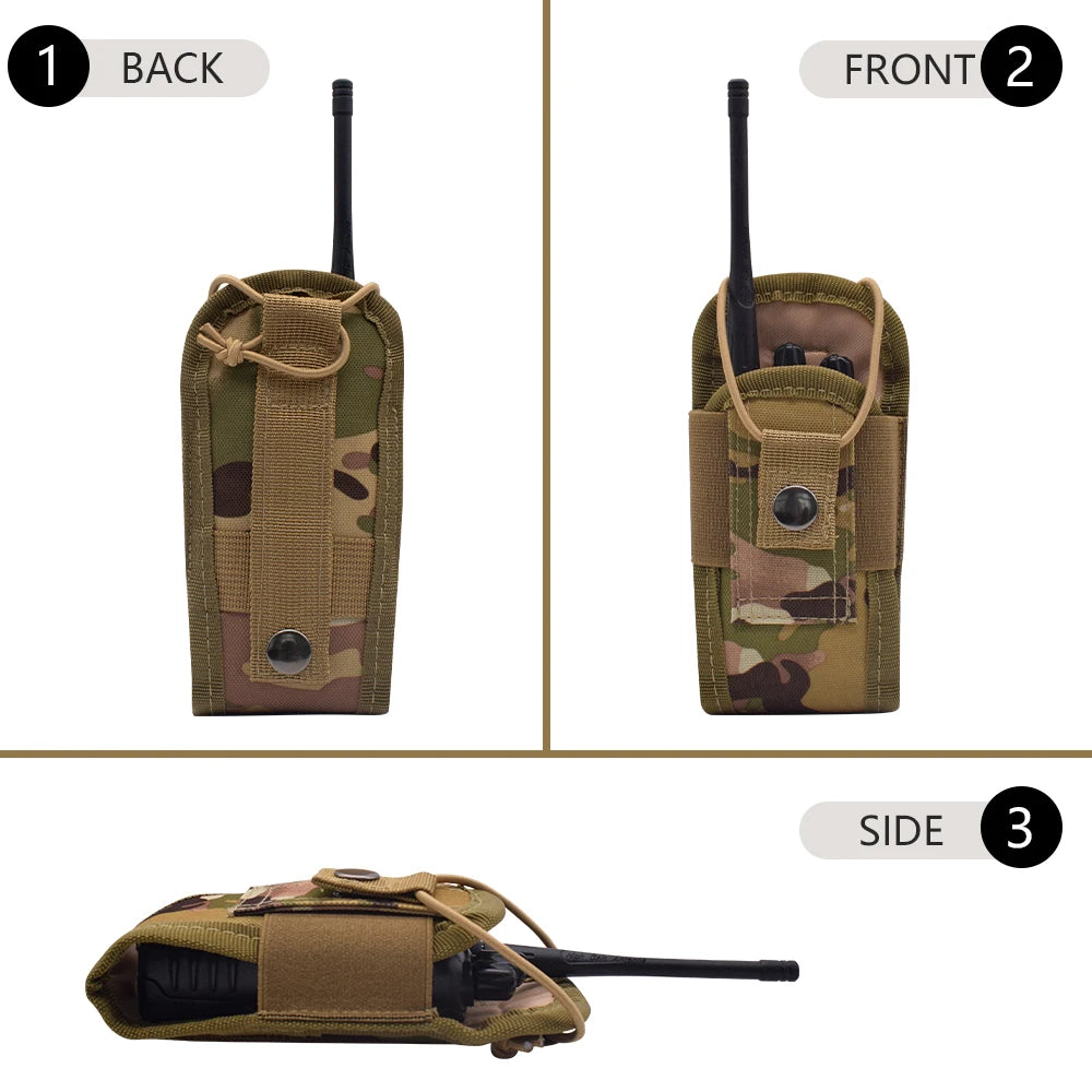 Tactical Walkie Talkie Pouch 600D Oxford Khaki Molle Radio Pouch Portable Outdoor Hunting Sports Phone Holder Interphone Holster