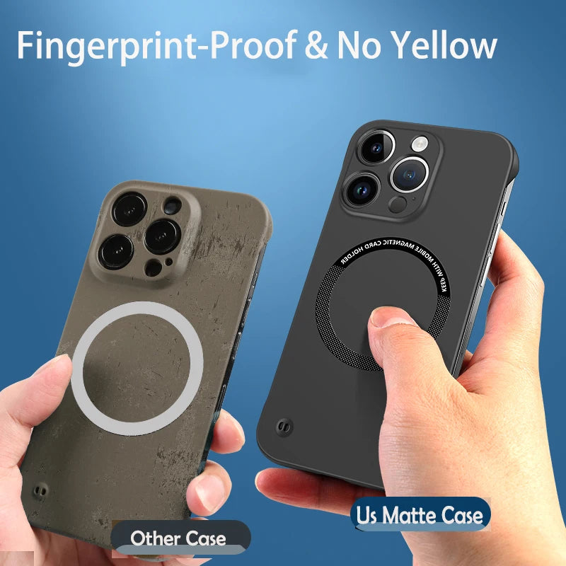 Luxury Ultra Slim Magnetic Frameless Solid Color Phone Case for Magsafe iPhone 13 12 Mini 11 Pro XR X XS Max Shockproof Cover