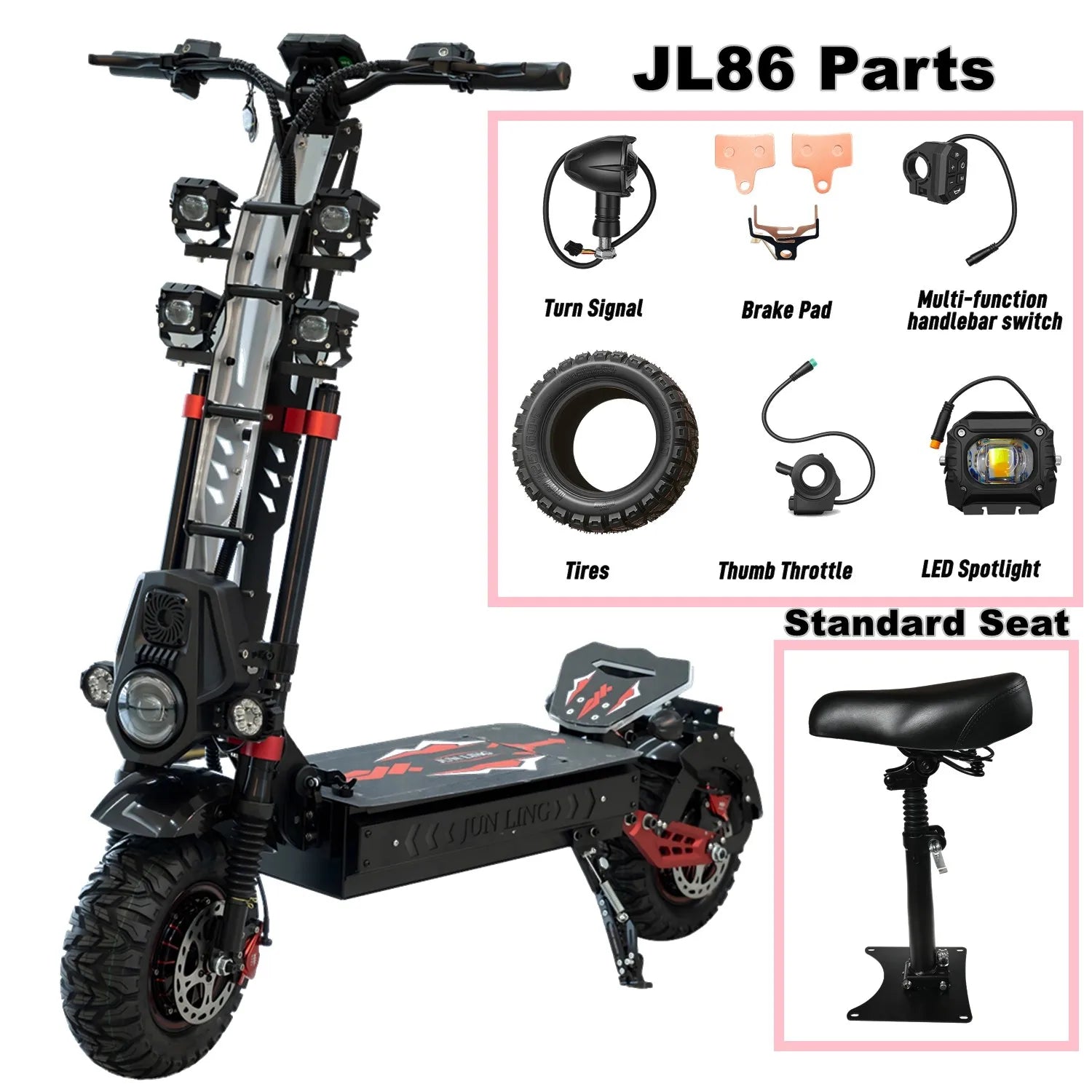 Off-Road 10000W Electric Scooter 60V 40AH 55MPH Accessory Kit Seat Dual Motor US