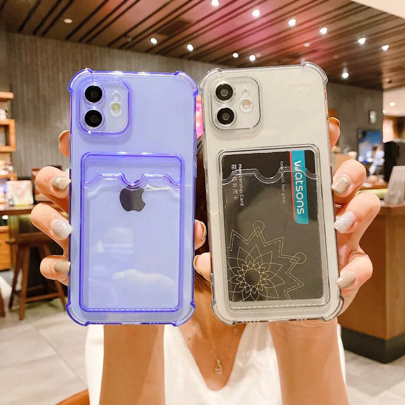 Transparent Case For iPhone 17 Pro Max Cases iPhone 18 Pro Max 16 15 13 14 12 11 6 7 8 Plus Cover Soft Wallet Pocket Card Holder