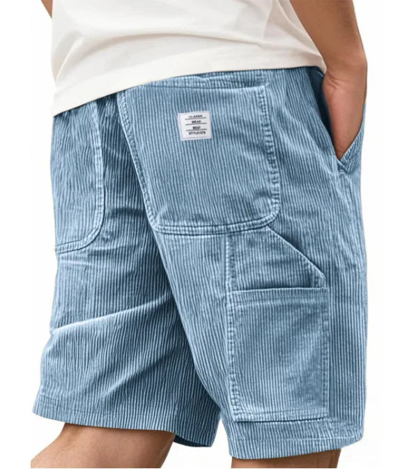 Summer New Men's Corduroy Shorts Fashion American Style Multi Pocket Straight Shorts Embroidered Logo Retro Short Pants For Men