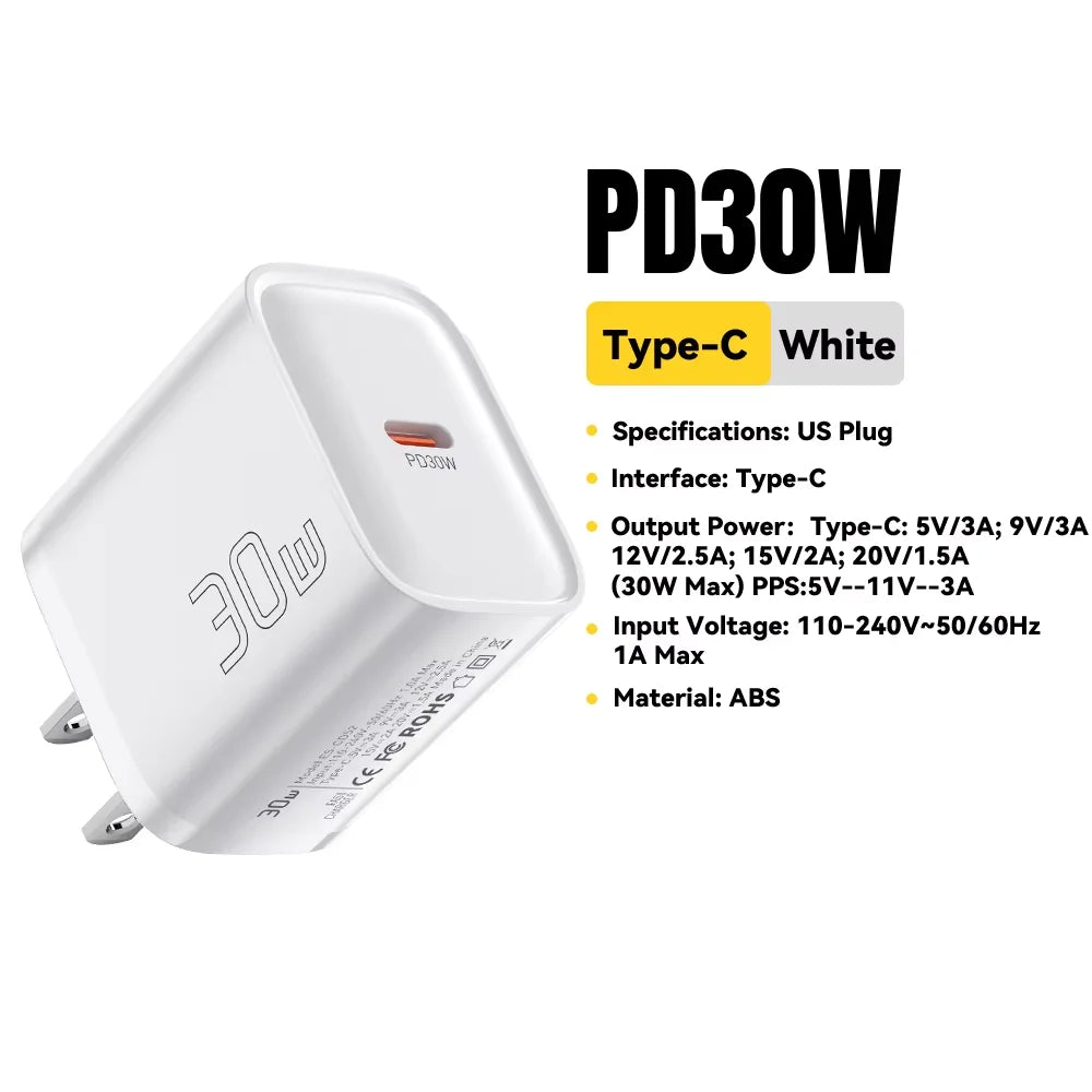 Essager 30W Fast Charger PD Charger For iPhone 16 15 14 13 Huawei Quick Charger PD3.0 QC3.0 Phone Charger Type C Tablets Charger
