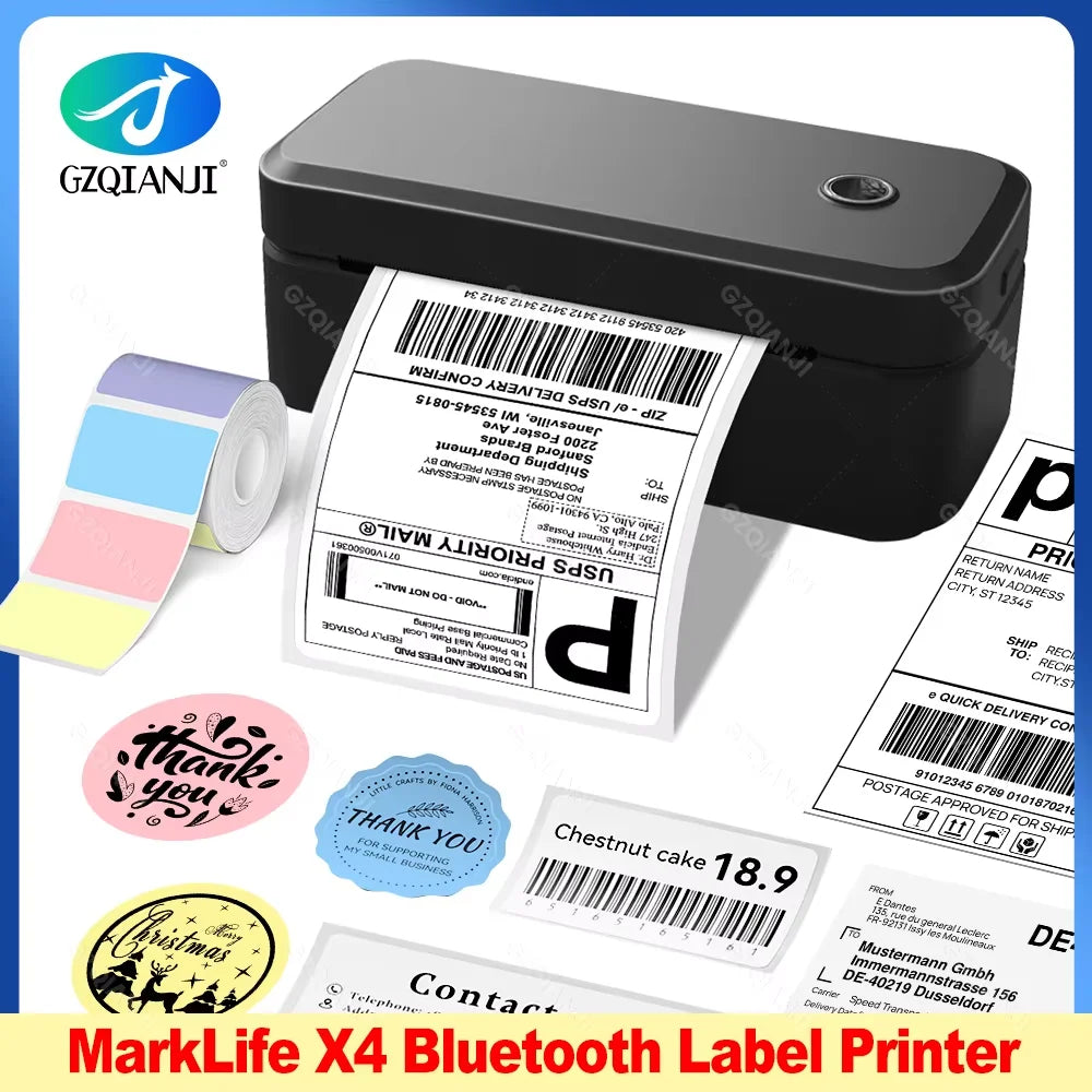4inch 110mm Marklife X4 Bluetooth Thermal Label Printer Wireless Shipping Express Maker Compatible with iPhone Android Windows