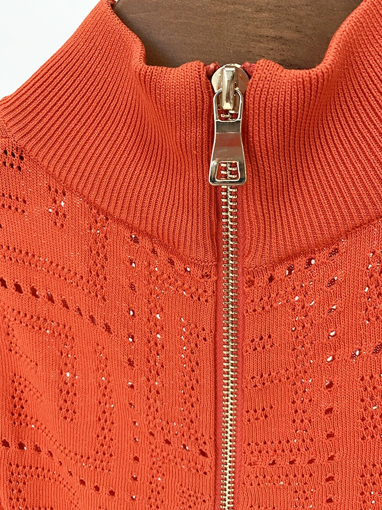 HIGH STREET Newest 2026 Summer Fashion Designer Sleeveless Hollow Out Monogram Knitted Tank Dress