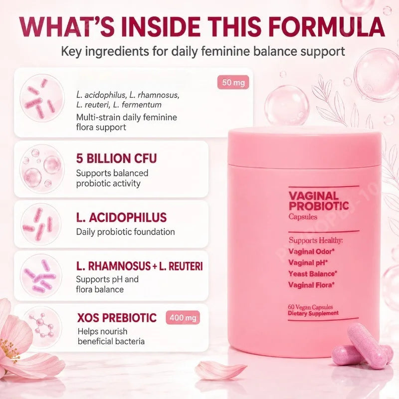 Women’s Probiotic Capsules 5 Billion CFU with XOS Prebiotic Daily Wellness Support 60 Vegan Capsules