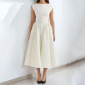 Elegant Women's Summer Evening Sleeveless High Waist Backless Long Solid Color Wrinkle Resistant Pullover Dress For Women