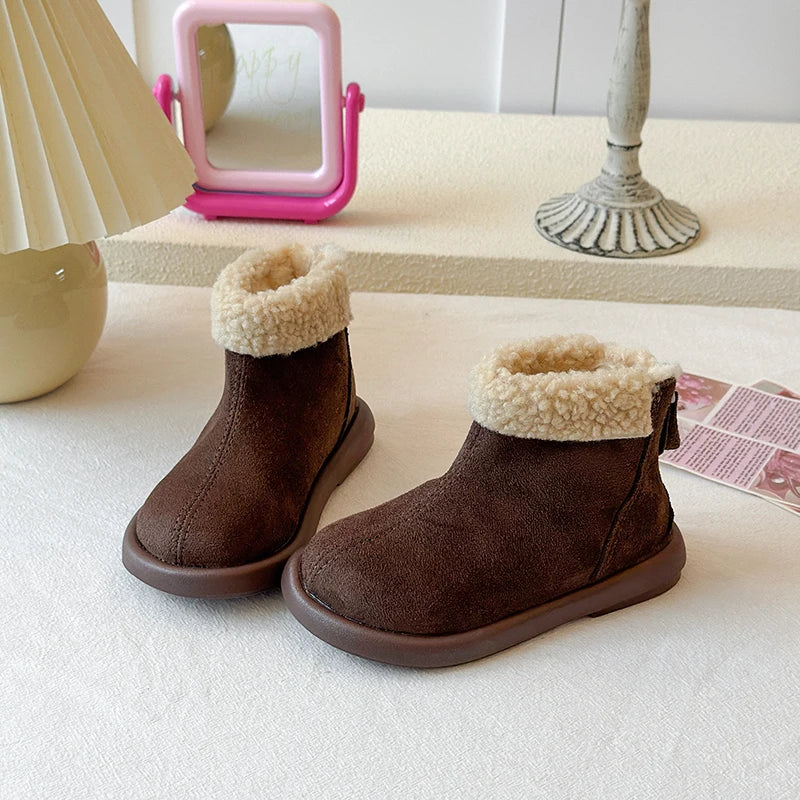 Kids Boots for Boys Girls Fashion Autumn Winter Children Thermal Cotton Back Zipper 2025 Warm Brand New Girls Ankle Boots 26-37