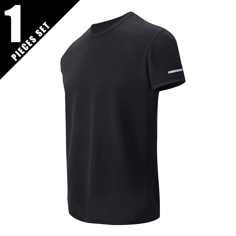 1/2 Piece Men's Four Season Short Sleeved Quick Drying Sports And Fitness Comfortable Plus Size Youth Casual Basic T-shirt