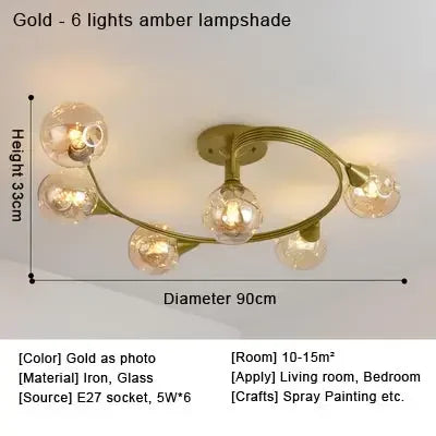 2025 Modern Led Ceiling Chandelier Nordic Glass Lamp Bedroom Kitchen Living Room Dining Room Decoration Home Ceiling Light Fixtu