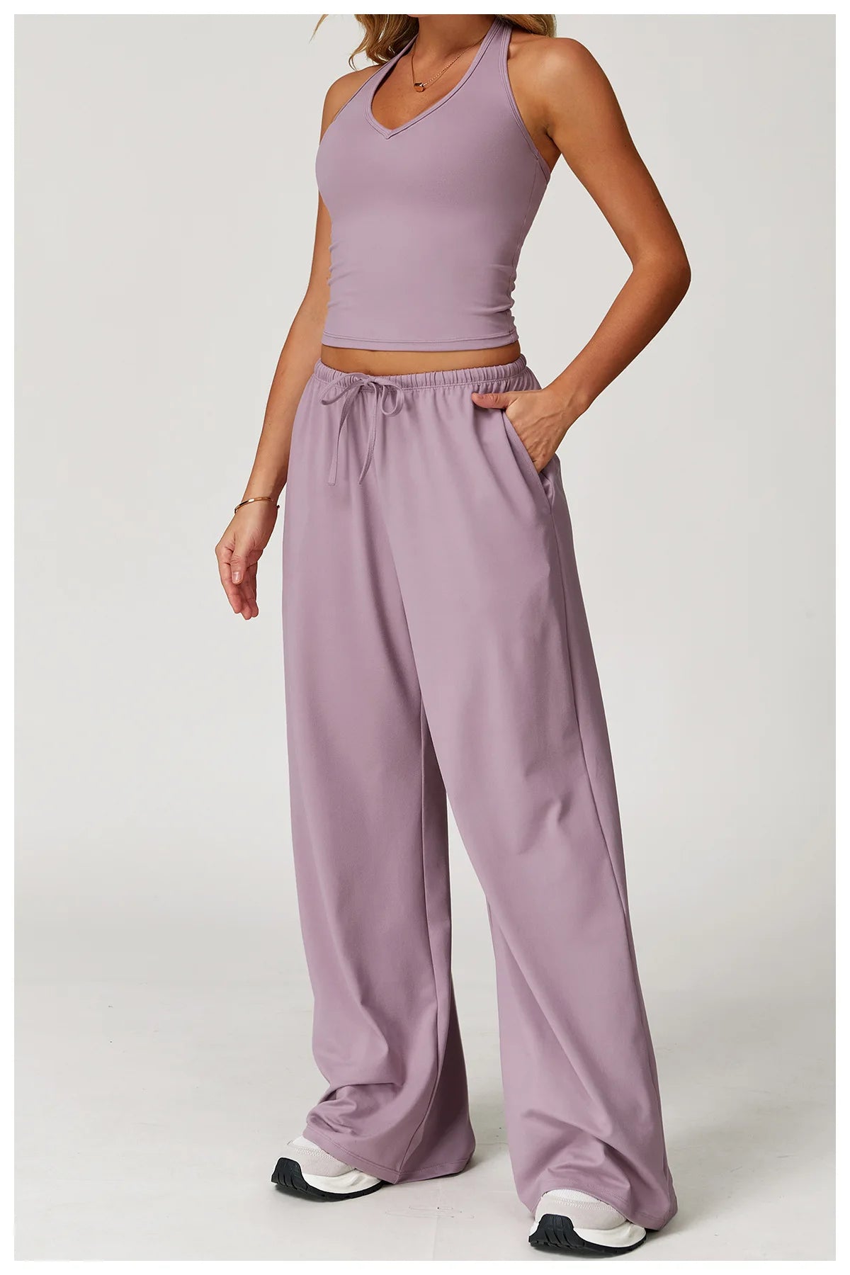 Women's High Waist Drawstring Yoga Pants Hanging Wide Leg Loose Casual Pants Women's Sports Pants Fitness Running Elastic Pants