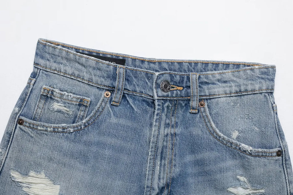 HH Women's High Waisted Denim Shorts Summer Ripped Jean Shorts Frayed Hem A-Line Casual Beach Party Hot Pants Streetwear