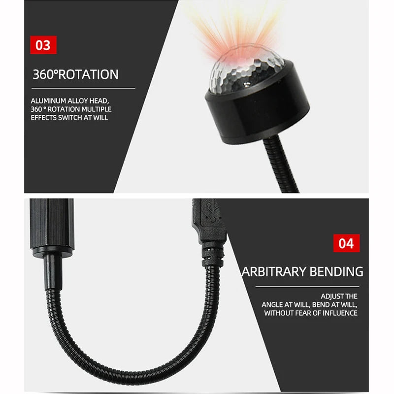 Car Romantic LED Starry Sky Night Light 5V USB Powered Galaxy Star Projector Lamp for Car Roof Room Ceiling Decor Plug and Play