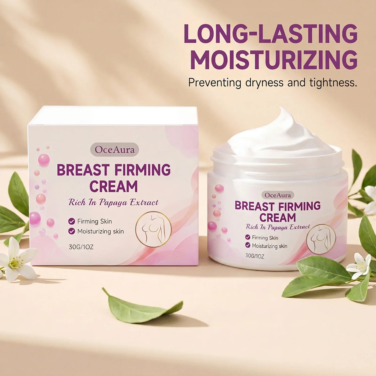 Papaya Extract Chest Care Cream Moisturizes Elastic Skin, Improves Sagging Chest Shape, Daily Chest SPA Massage Nourishing Cream