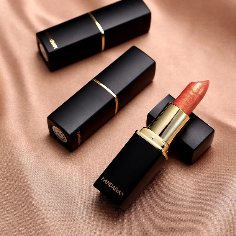 9 Colors Golden Glitter Matte Velvet Nude Metal Lipstick Shimmer Sexy Red Pigments Makeup Long Lasting Waterproof Profissional