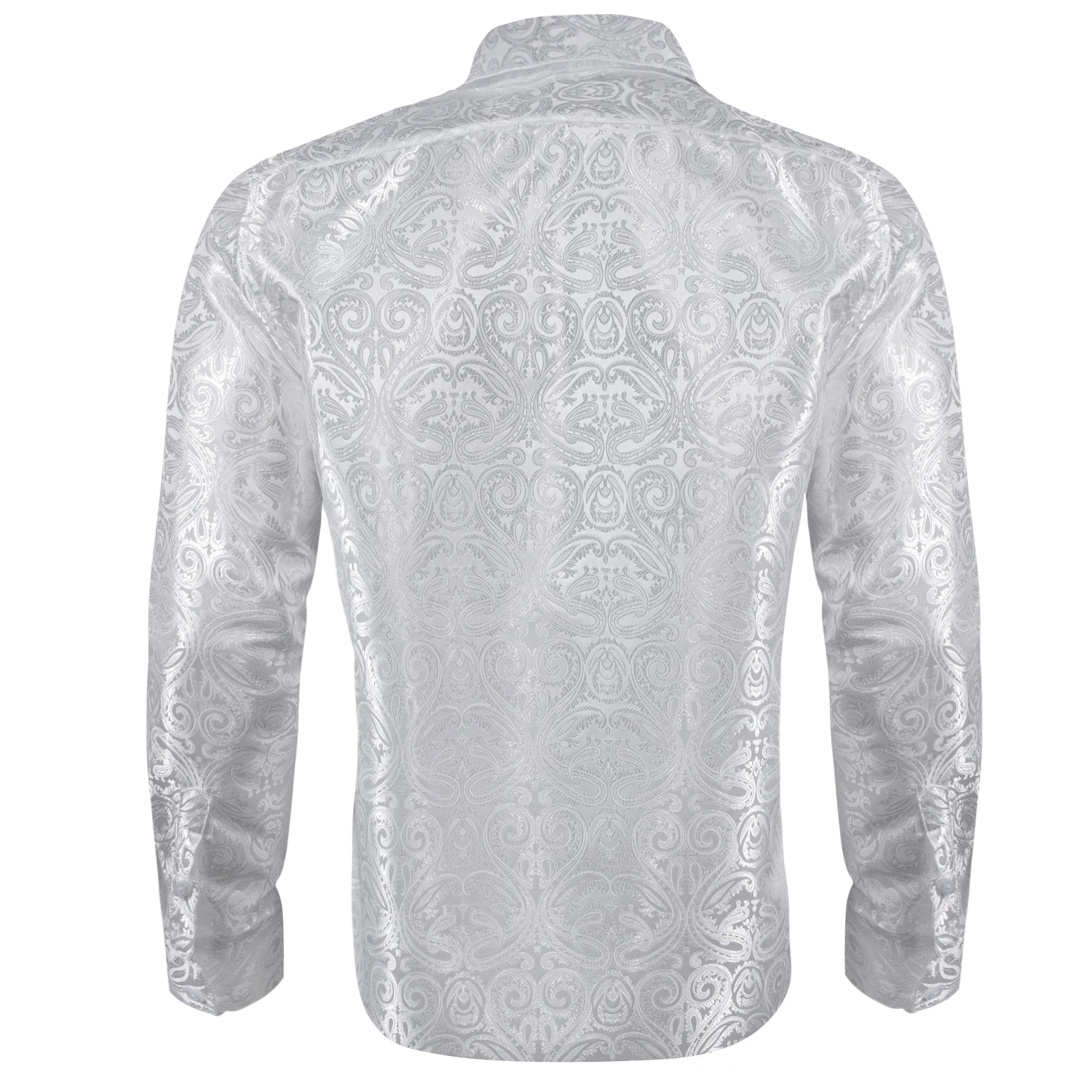 Barry.Wang Luxury Silk Mens Shirts Jacquard Floral Long Sleeve Formal Casual Breathable Male Blouses Wedding Business Prom Gift