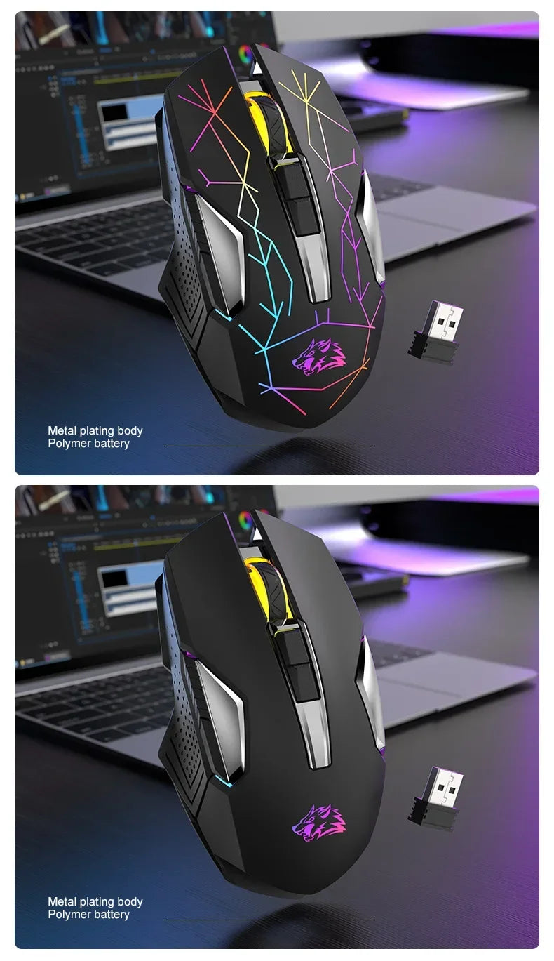 Ziyoulang X18 Wireless Charging Mechanical Mouse RGB 2400dpi Esports Gaming Mouse Pc Office Laptop Gaming Computer Free Wolf X18