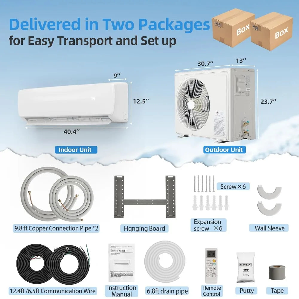 18000BTU Mini Split Air Conditioner & Heater, Inverter 19 SEER2 230V Energy Saving AC Unit Cools 1250 Sq.Ft Rooms, Custom