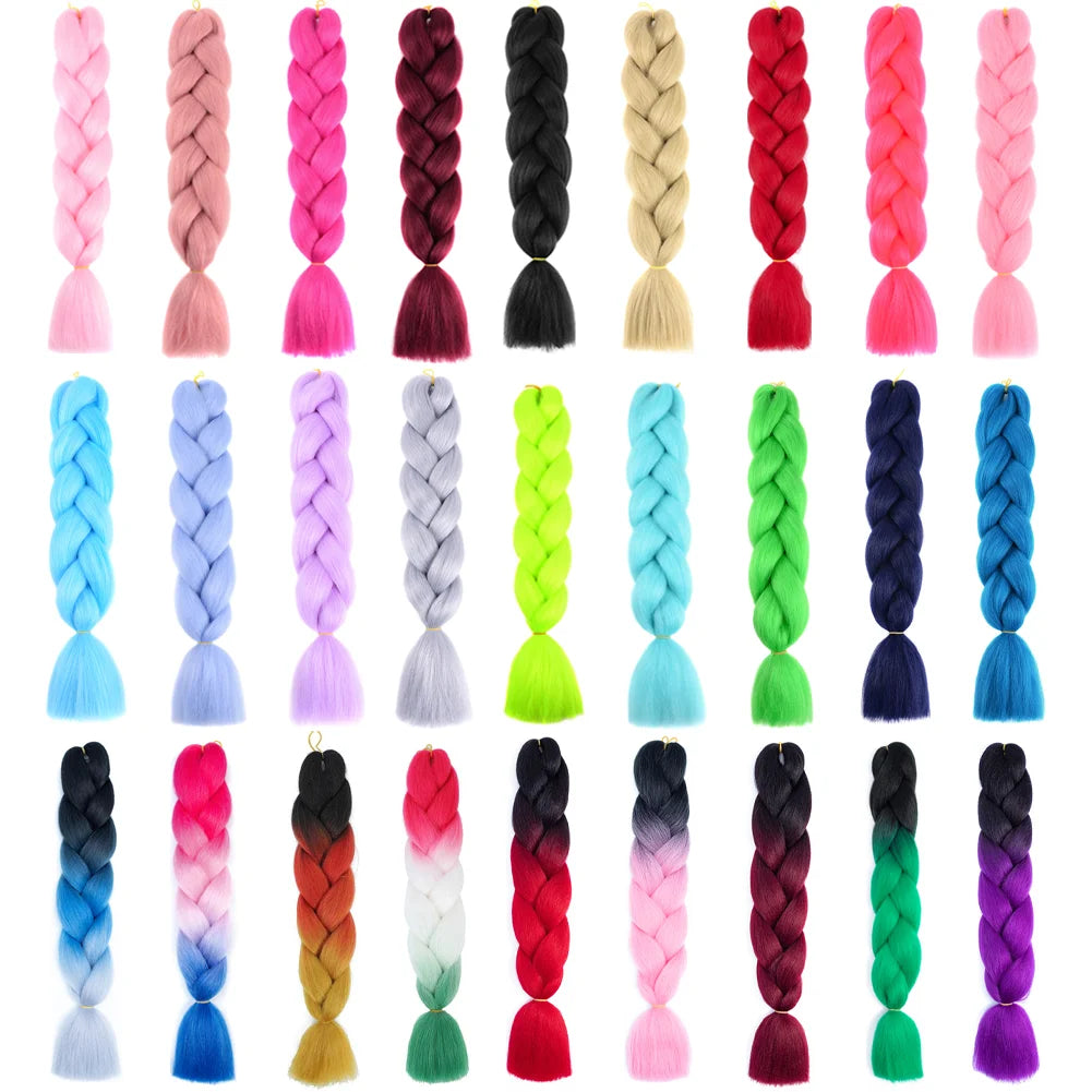 24 Inches DIY Jumbo Braiding Hair Synthetic Hair Extensions Afro Ombre Crochet Braid Hair Wholesale For Women
