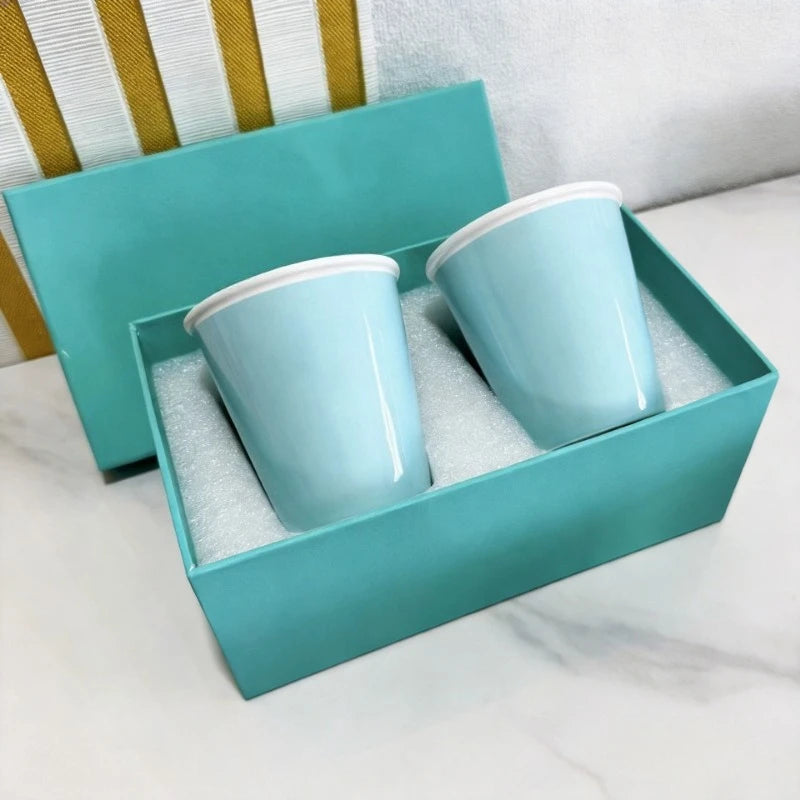 Classic European Blue Pair Cups Ceramic Water Cups Office And Household Mugs And Best Friend Mugs As Gifts