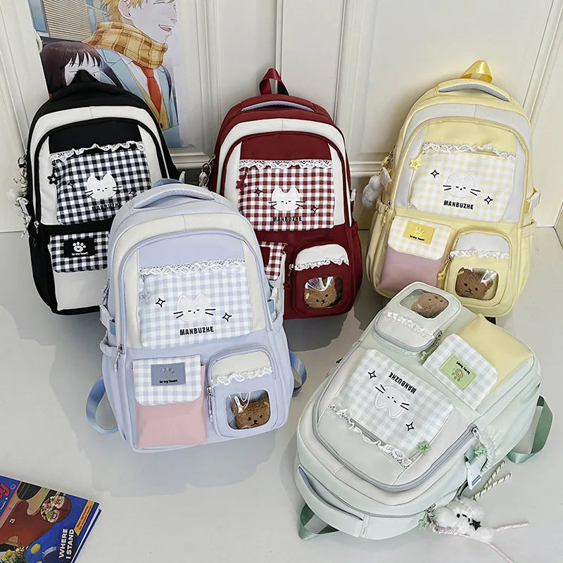 Girl School Bag Backpack Back Pack For Teenager Women Children Female Pink Schoolbag Primary High Bagpack Class Teens Child Kids